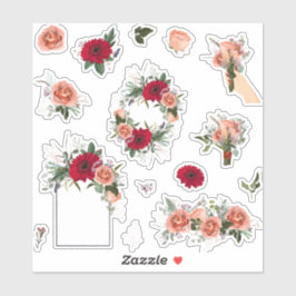 Set van rozen en lentebloemen sticker