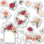Set van rozen en lentebloemen sticker (Voorkant)