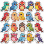 Set van Schattigee Cartoon Vogels Sticker (Voorkant)