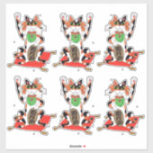 Set van Six Cute Maneki Neko Lucky Becelling Cats Sticker (Vel)