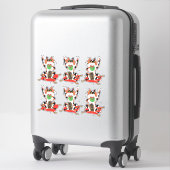 Set van Six Cute Maneki Neko Lucky Becelling Cats Sticker (Koffer)