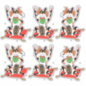 Set van Six Cute Maneki Neko Lucky Becelling Cats Sticker (Voorkant)