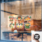 Set van Six St. Patrick's Day Food Business Raamsticker (Cafe Raam)
