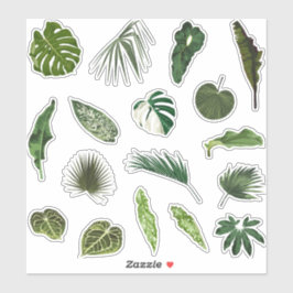 Set van stickers en iconen van tropische palmblade