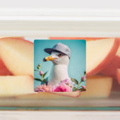 Set van stickers, zeemeeuw camera, flamingo blauw labels (Aangebracht)