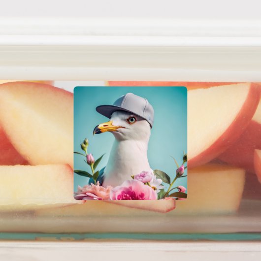 Set van stickers, zeemeeuw camera, flamingo blauw labels (Aangebracht)