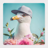 Set van stickers, zeemeeuw camera, flamingo blauw labels (Design 1)