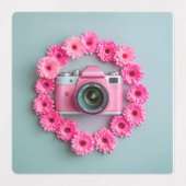 Set van stickers, zeemeeuw camera, flamingo blauw labels (Design 2)