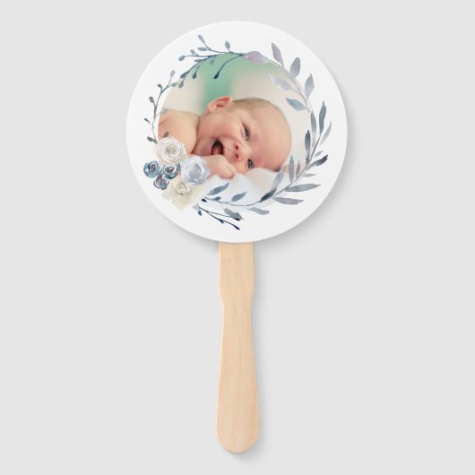 set van tien blauwe waterverf lijst Doop Handwaaier (Voorkant)