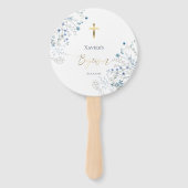 set van tien blauwe wilde bloemen Doop Handwaaier (Achterkant)