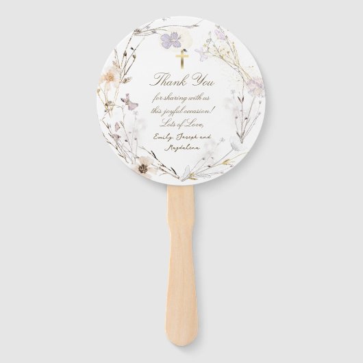 set van tien delicate wilde bloemen Doop Handwaaier (Achterkant)