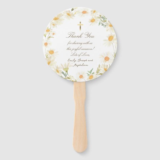 set van tien madeliefjes lijst Doop Handwaaier (Achterkant)