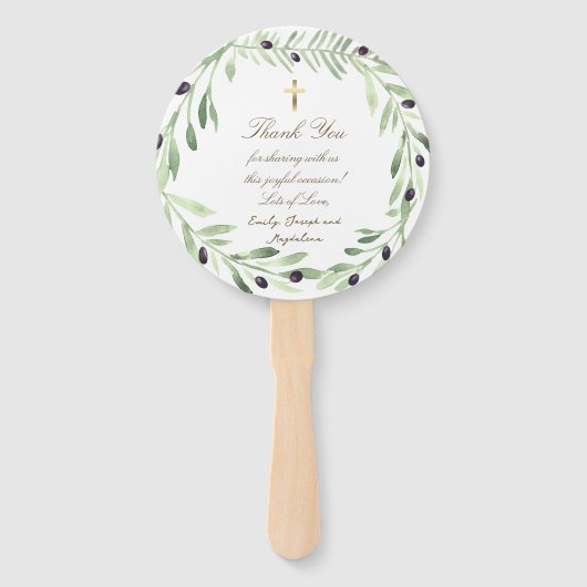 set van tien olijfkrans Doop Handwaaier (Achterkant)