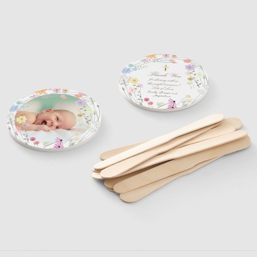 set van tien pastel wilde bloemen Doop Handwaaier (Niet-gemonteerd)