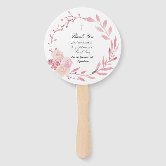 set van tien roze waterverf lijst Doop Handwaaier (Achterkant)