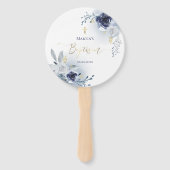 set van tien waterverf blauwe rozen Doop Handwaaier (Achterkant)