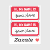 Set van twee gepersonaliseerde Hallo mijn naam is Sticker (Vel)