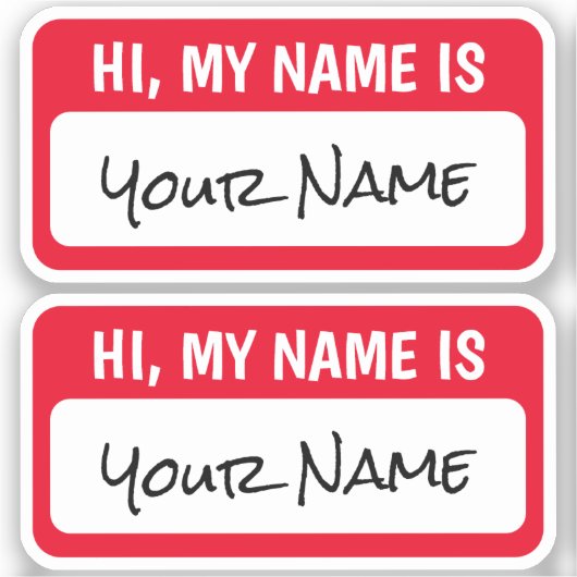 Set van twee gepersonaliseerde Hallo mijn naam is Sticker (Voorkant)