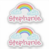 Set van twee gepersonaliseerde naam- en regenboogs sticker (Voorkant)