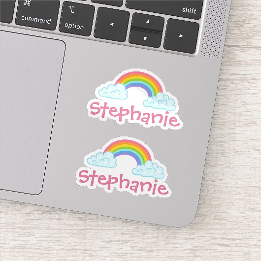 Set van twee gepersonaliseerde naam- en regenboogs sticker (Detail)