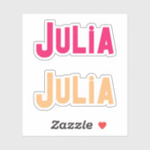 Set van Twee Julia Heldere Moderne Aangepaste Naam Sticker (Vel)