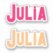 Set van Twee Julia Heldere Moderne Aangepaste Naam Sticker (Voorkant)