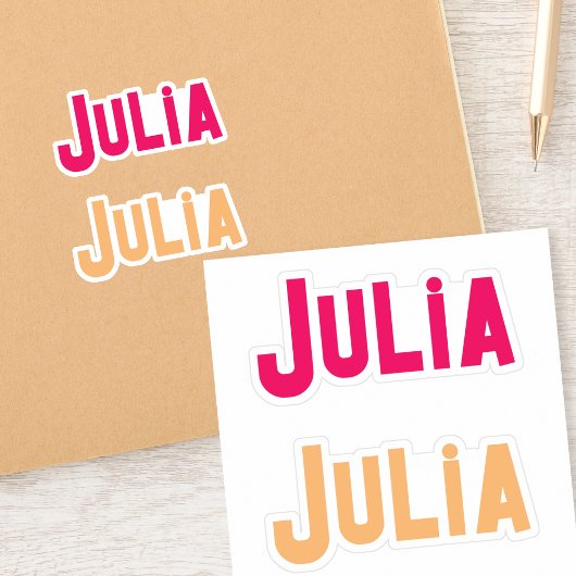 Set van Twee Julia Heldere Moderne Aangepaste Naam Sticker