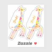 Set van twee speelse kleurrijke giraf naamlabels sticker (Vel)