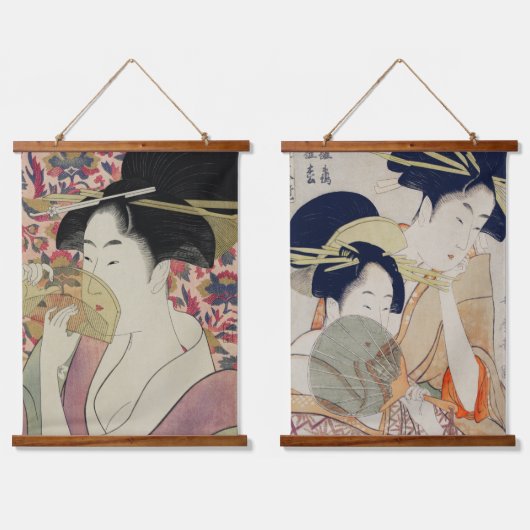 Set van Twee: Voortreffelijke  Japanse Geisha Art Hangend Wandkleed (Dubbel)