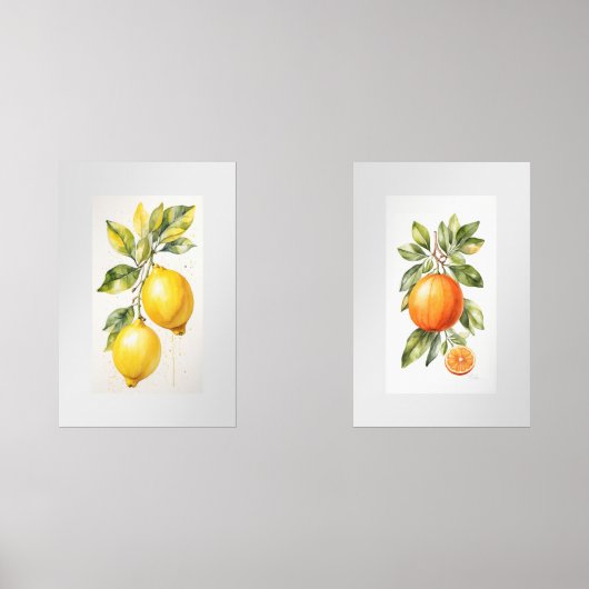 Set van twee Wall Art Waterverf Fruit Prints (Voorkant)