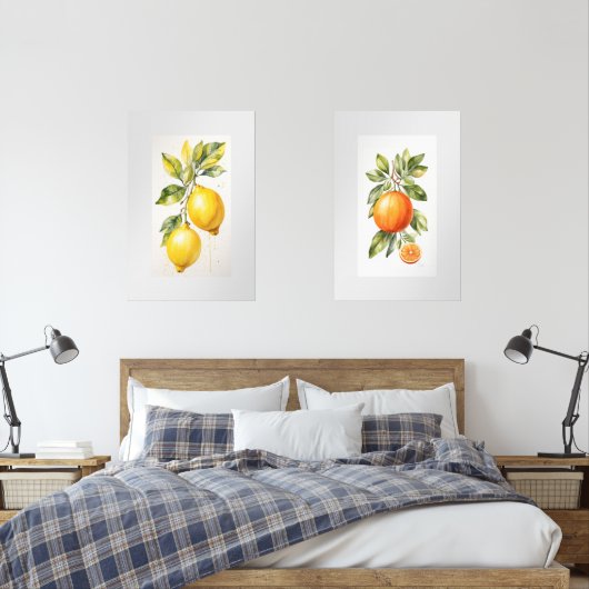Set van twee Wall Art Waterverf Fruit Prints (Slaapkamer)