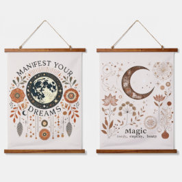 Set van twee wandtapijten - Boho Magic Moon & Nat Hangend Wandkleed