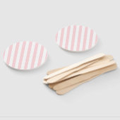 Set van ventilatoren roze & witte streep handwaaier (Niet-gemonteerd)