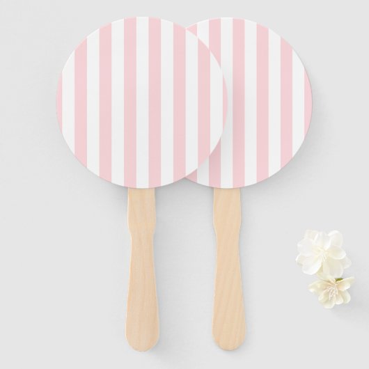 Set van ventilatoren roze & witte streep handwaaier (Voorkant en achterkant)