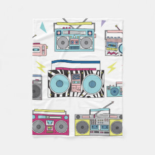 set van verschillende cassettespelers. Retro 80's Fleece Deken