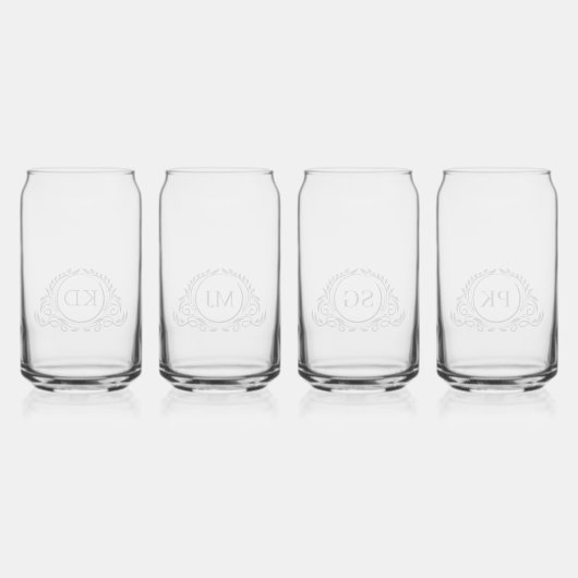 Set van vier cirkel Lijst monogram Blikvorm Glas (Achterkant)