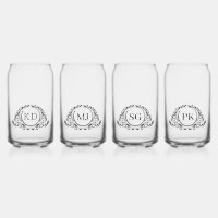 Set van vier  cirkel Lijst monogram