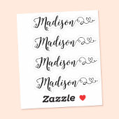 Set van vier kalligrafie naam stickers