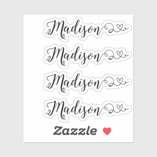 Set van vier kalligrafie naam stickers (Vel)