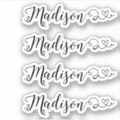 Set van vier kalligrafie naam stickers (Voorkant)