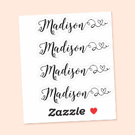 Set van vier kalligrafie naamstickers sticker