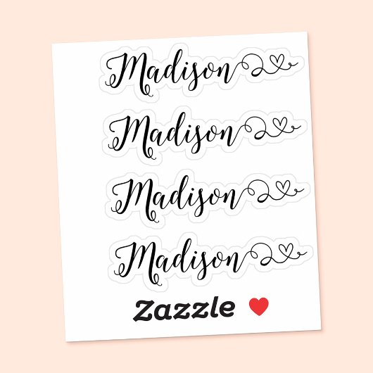 Set van vier kalligrafie naamstickers sticker