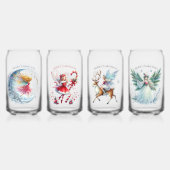 Set van vier kerst feeën Vrolijk kerstfeest Blikvorm Glas (Voorkant)