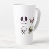 Set van vier unieke schedelillustraties latte mok (Rechterhoek)