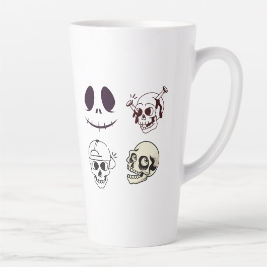 Set van vier unieke schedelillustraties latte mok (Rechts)