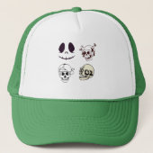 Set van vier unieke schedelillustraties trucker pet (Voorkant)