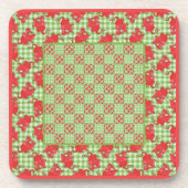 Set van vierkante Onderzetters: Red Dragons, Green Onderzetter (Voorkant)