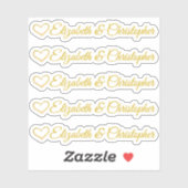 Set van vijf aanpasbare gouden hart-handtekening sticker (Vel)