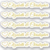Set van vijf aanpasbare gouden hart-handtekening sticker (Voorkant)