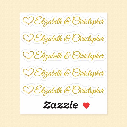 Set van vijf  Golden Heart Signature Sticker